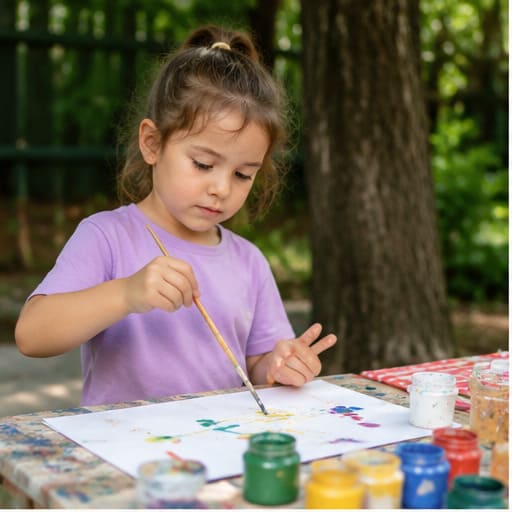 girl child going art in playground